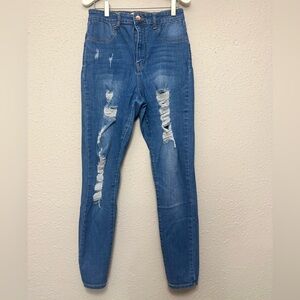 Forever 21 Blue Skinny Distressed Jeans